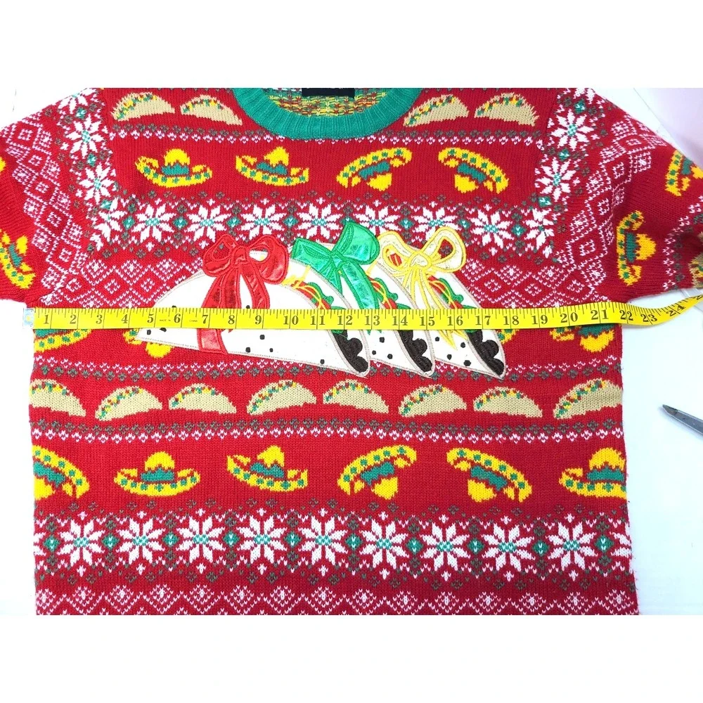Blizzard Bay Tacos Sombrero‎ Fiesta Mens Ugly Christmas Sweater Long Sleeves XXL